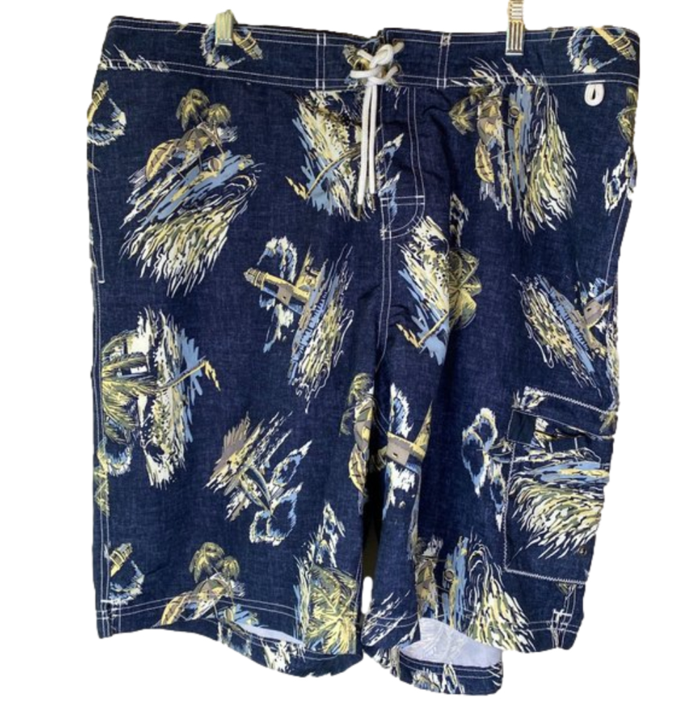 Lands' End Hawaiian Print Swim Trunk